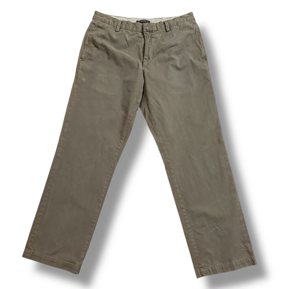 Banana Republic Gavin Chinos Mens Olive Brown Flat Front Pants Size 33/32